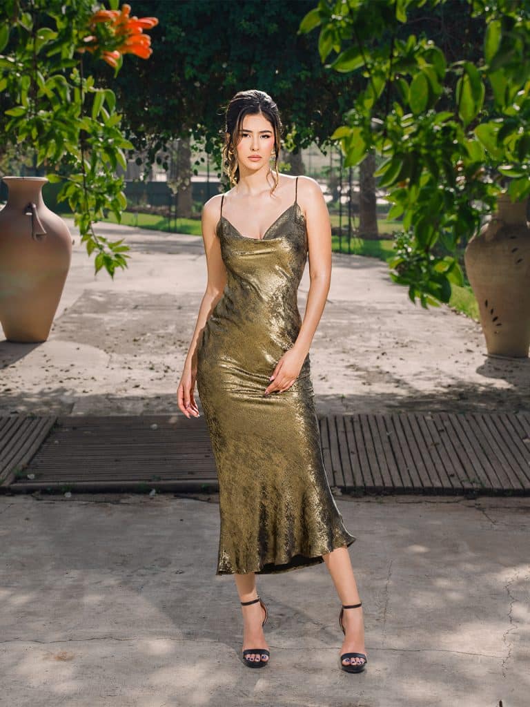 Robe AURÉA- longue bronze